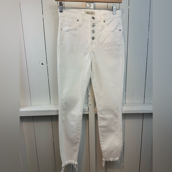 Madewell 10" High-Rise Skinny Jeans Pure White: Step-Hem Edition Summer Pants 26 - Picture 4 of 14